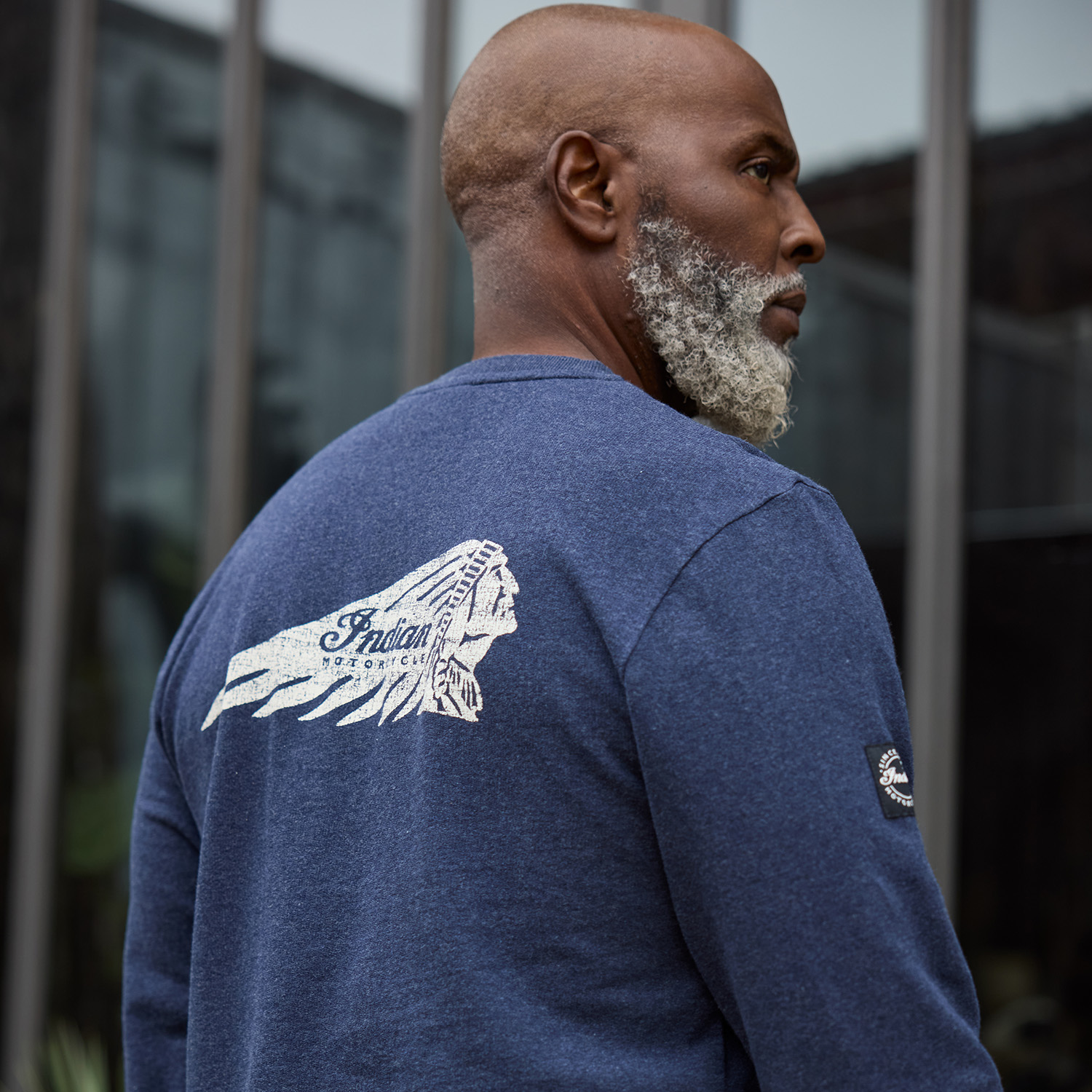 Men's Headdress Pocket Henley LS T-shirt, Navy | Indian Motorcycle