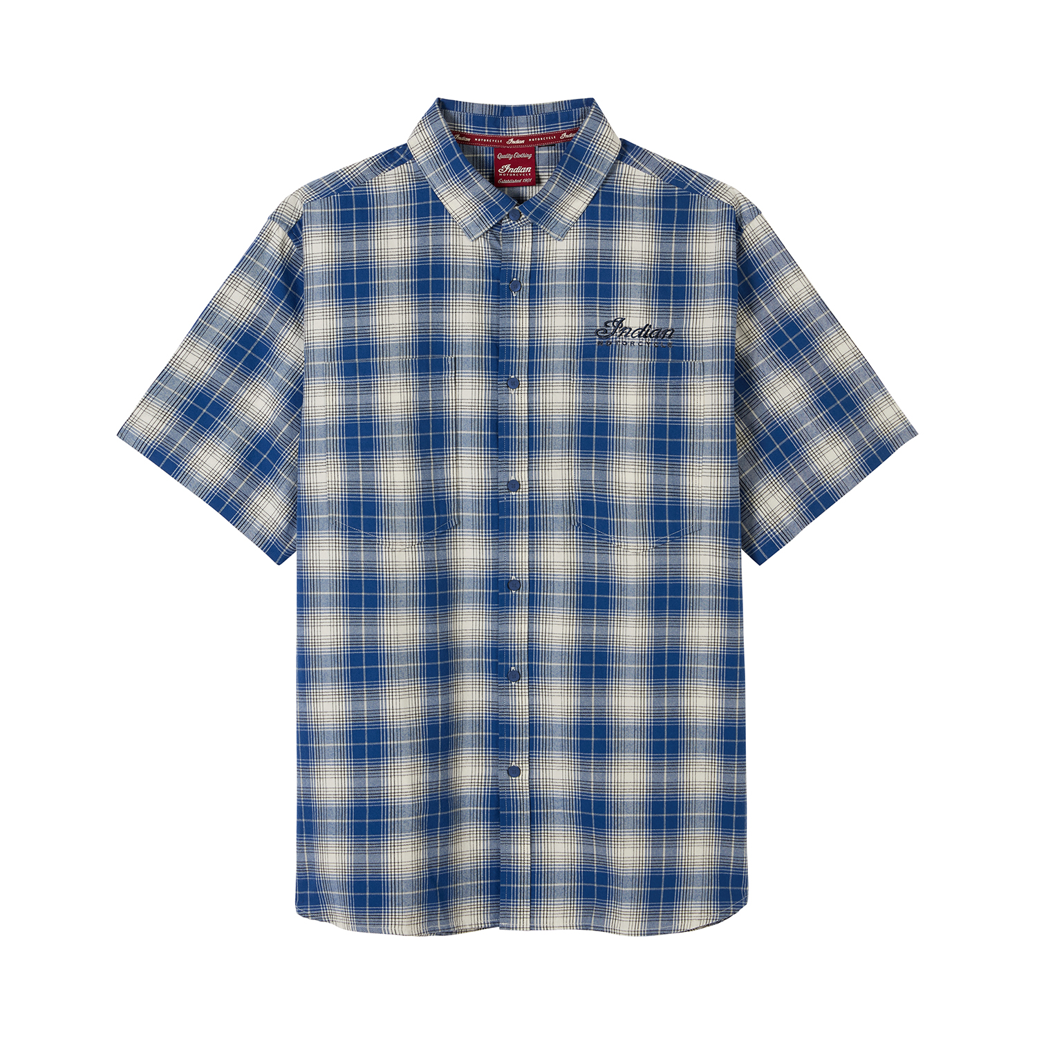 Men's Pasadena Plaid SS Shirt, Blue | Indian Motorcycle