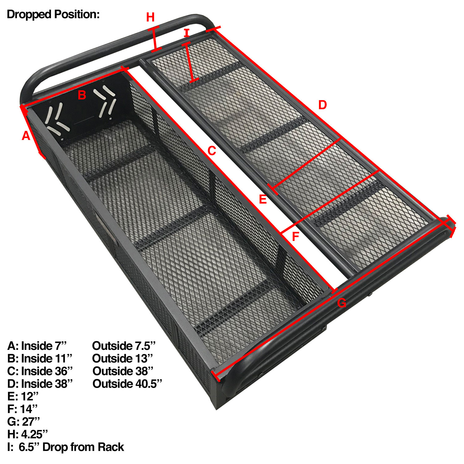 ATV Rear Convertible Drop Basket Rack | Kolpin