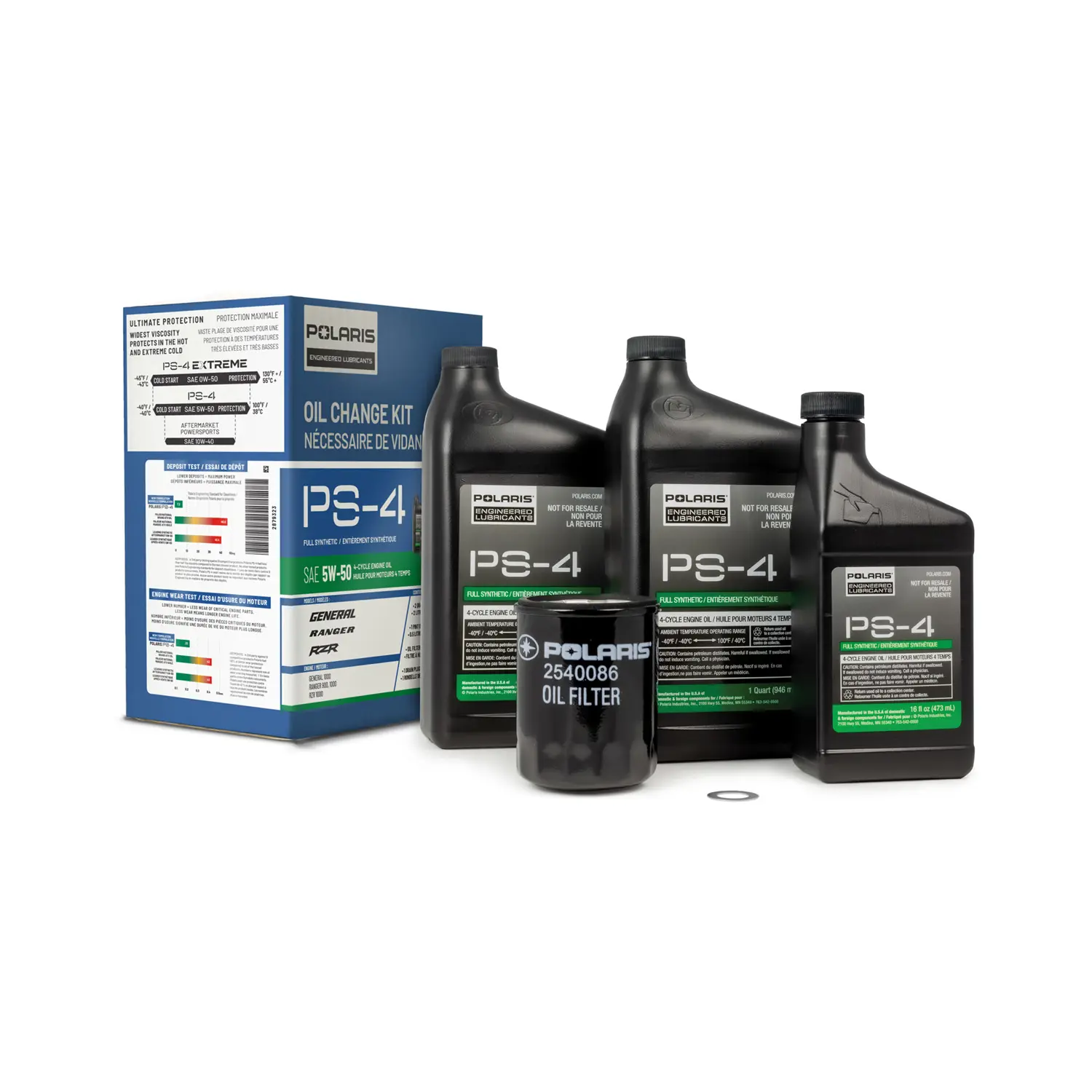 Full Synthetic Oil Change Kit, 2879323, 2.5 Quarts of PS-4 Engine Oil and 1 Oil Filter | Polaris Full Synthetic Oil Change Kit, 2879323, 2.5 Quarts of PS-4 Engine Oil and 1 Oil Filter | Polaris