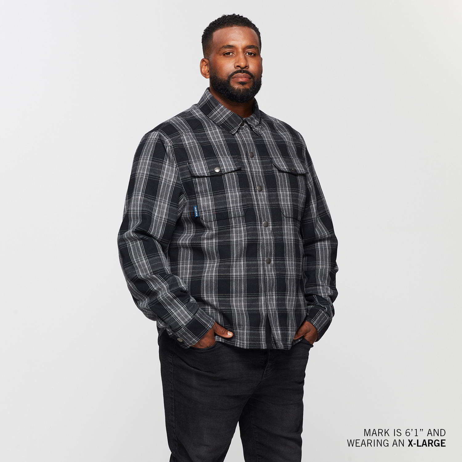 POLARIS POLARIS MEN'S CANYON PLAID SHIRT, BLACK