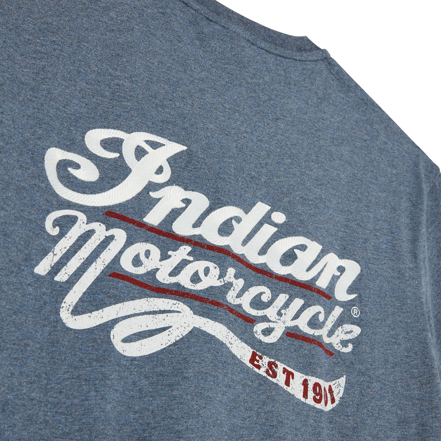Men's Mixed Embroidery Print T-Shirt, Blue | Indian Motorcycle