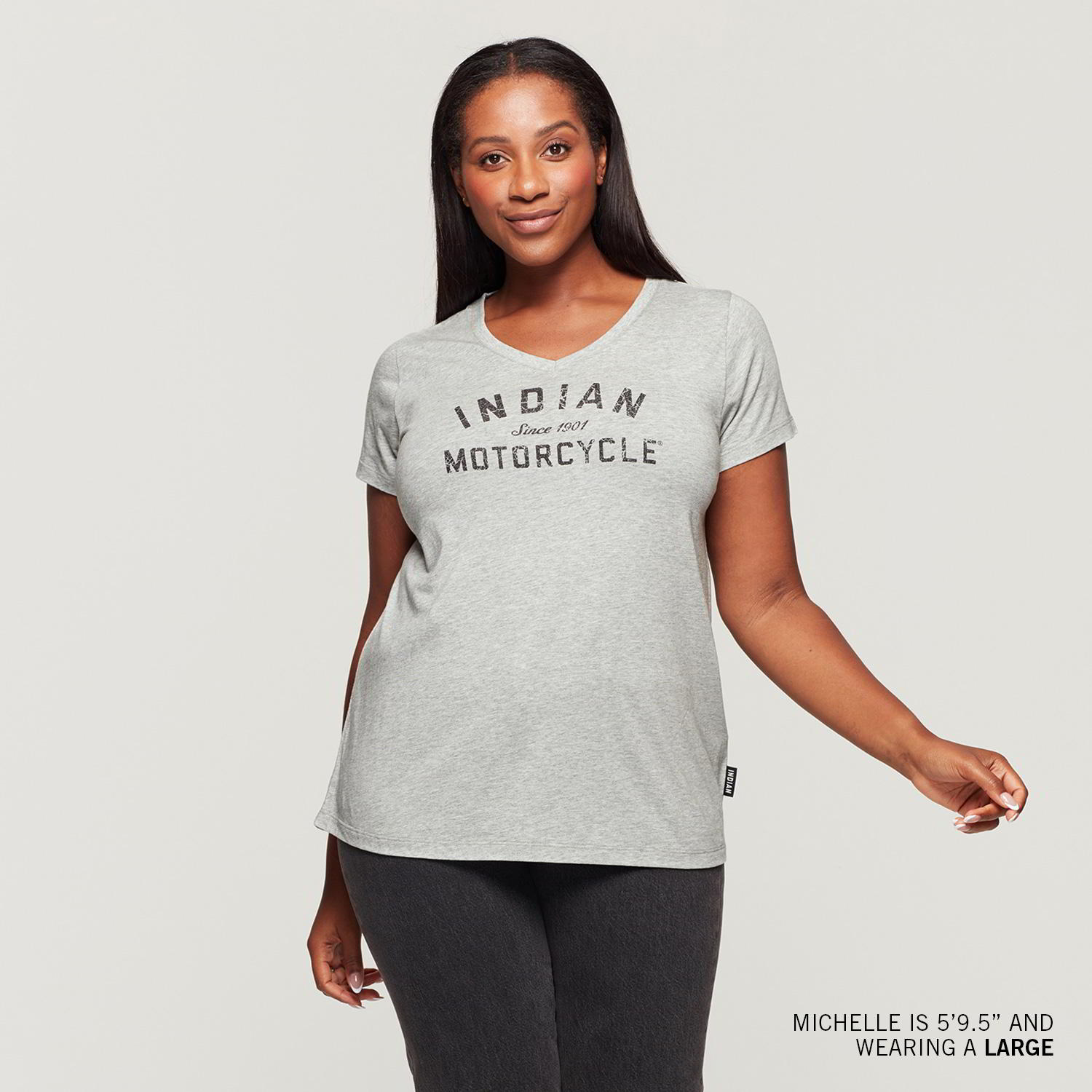 Women's V-Neck 1901 T-Shirt, Gray | Indian Motorcycle EN-CA