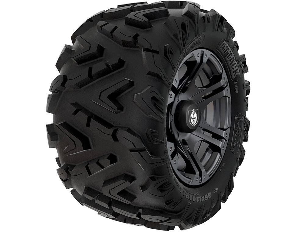 Pro Armor Wheel & Tire Set: 4205 & Attack, Matte Black, 26