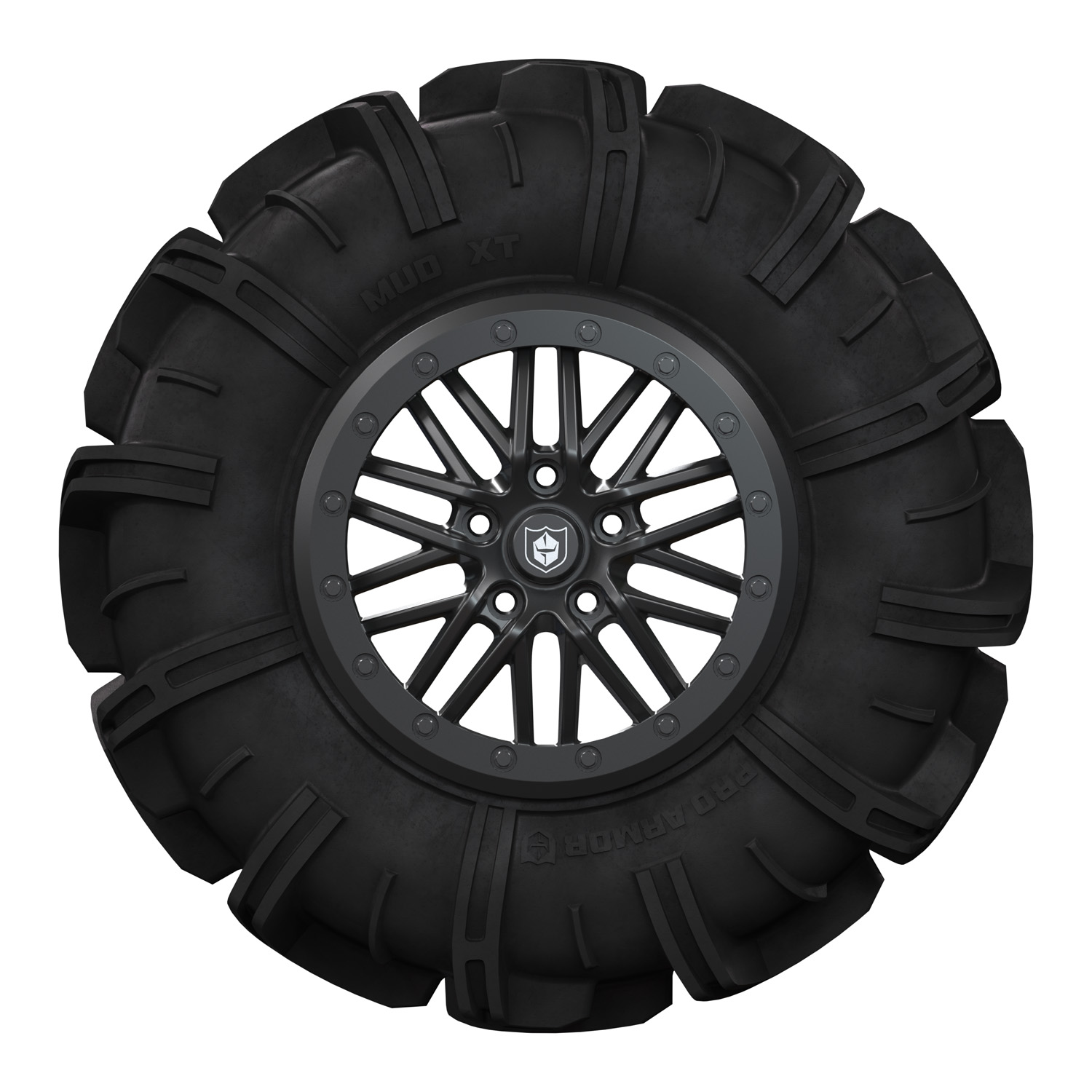 Pro Armor Wheel & Tire Set: 5302 Beadlock & Mud XT, Matte Black