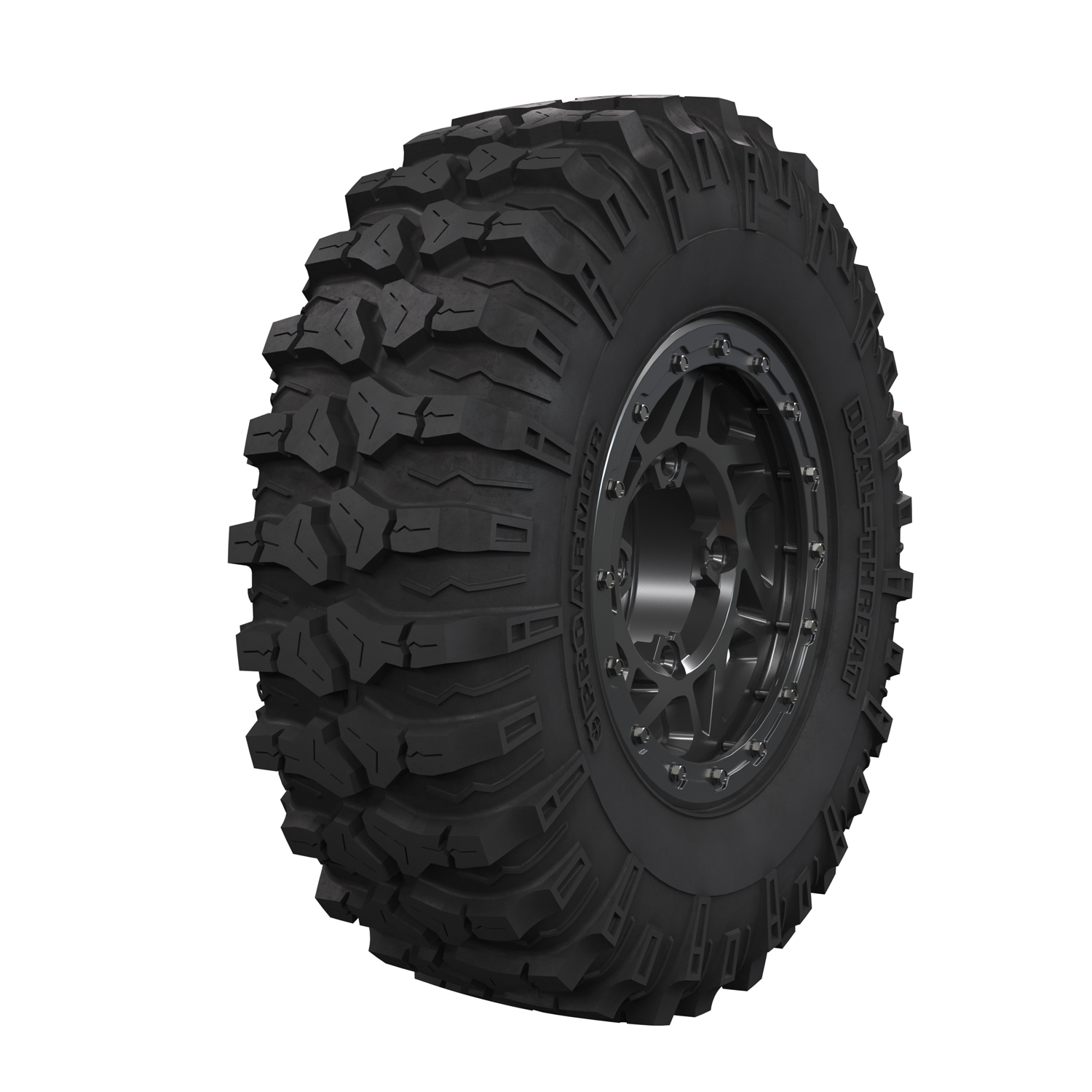 Pro Armor Wheel & Tire Set: 4302 Beadlock & Dual-Threat, Matte Black ...