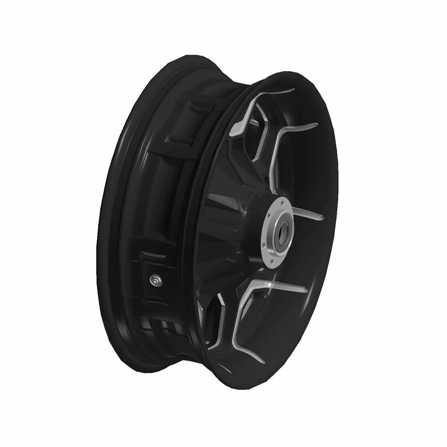 Rear Wheel, 16x5, Cast LE, Black, White [Includes 2, 6, 7, 12
