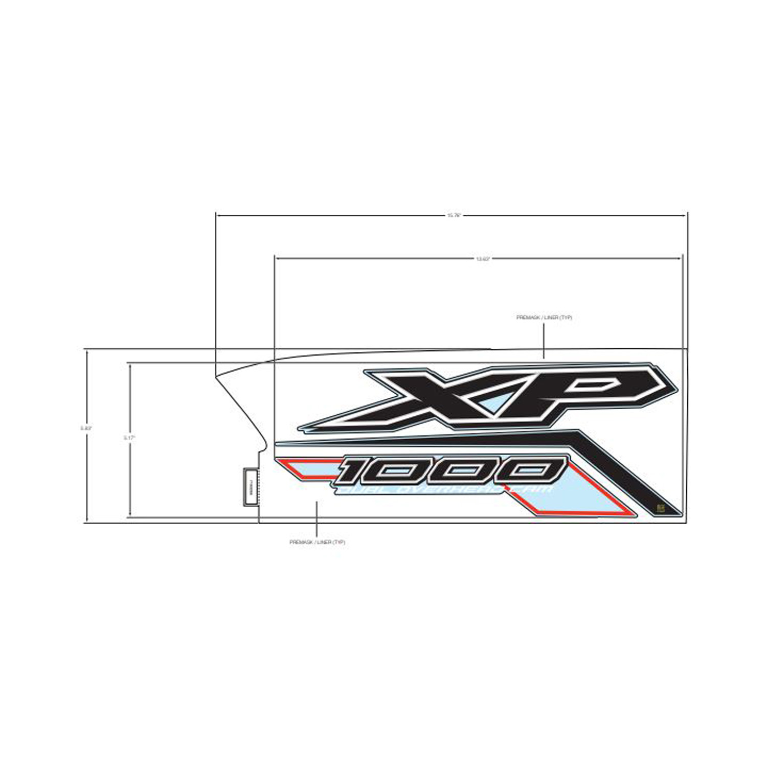 XP 1000 Front Left Side Fender Decal, Red/White/Black Part 7193268
