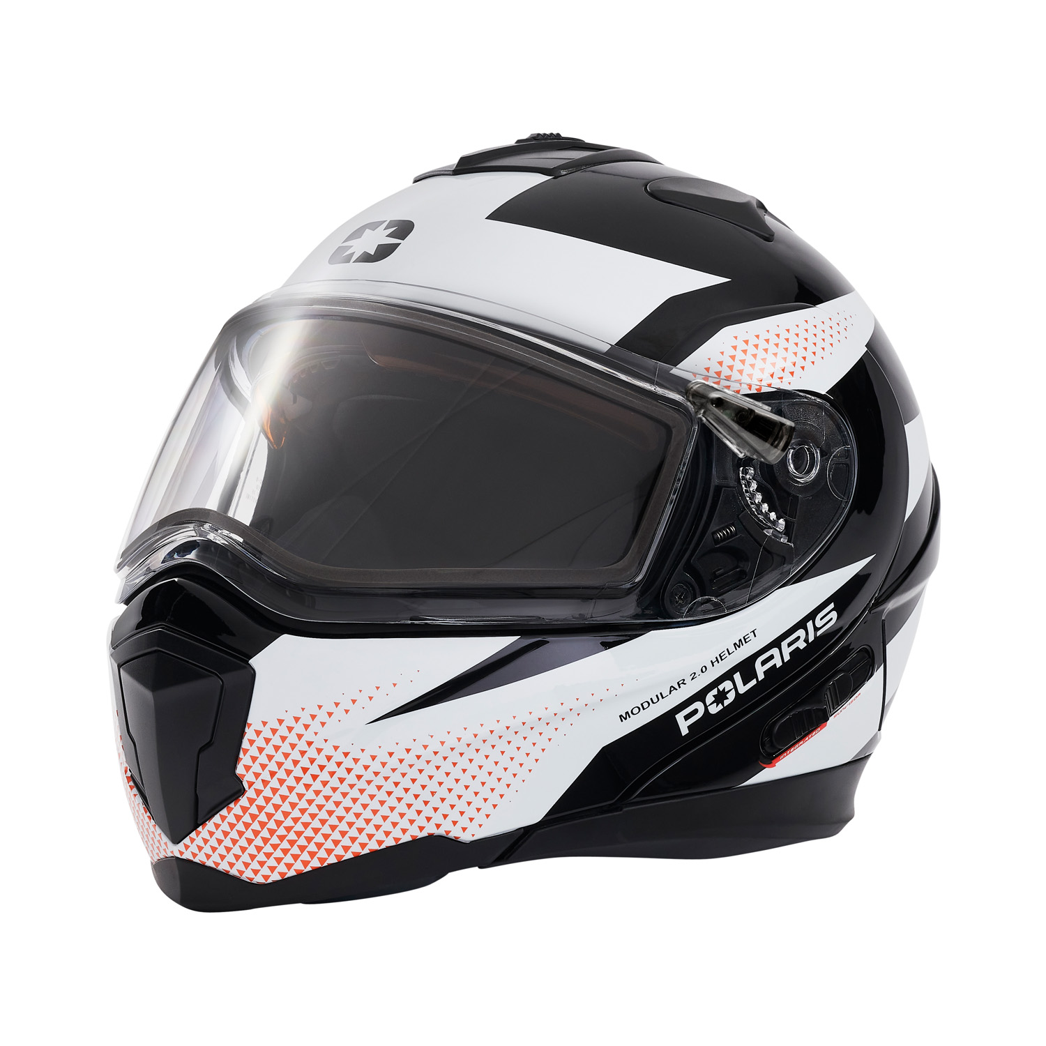 Modular 2.0 Helmet Black White Orange Polaris Snowmobiles