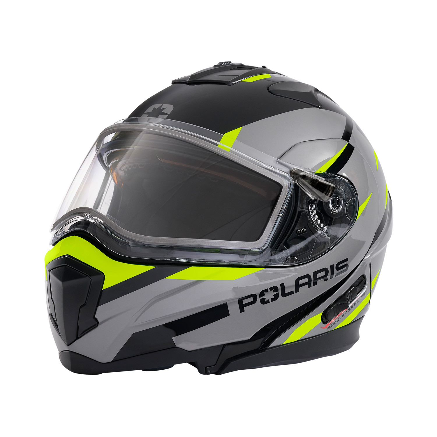 Modular 2.0 Helmet Black Gray Lime Polaris Snowmobiles
