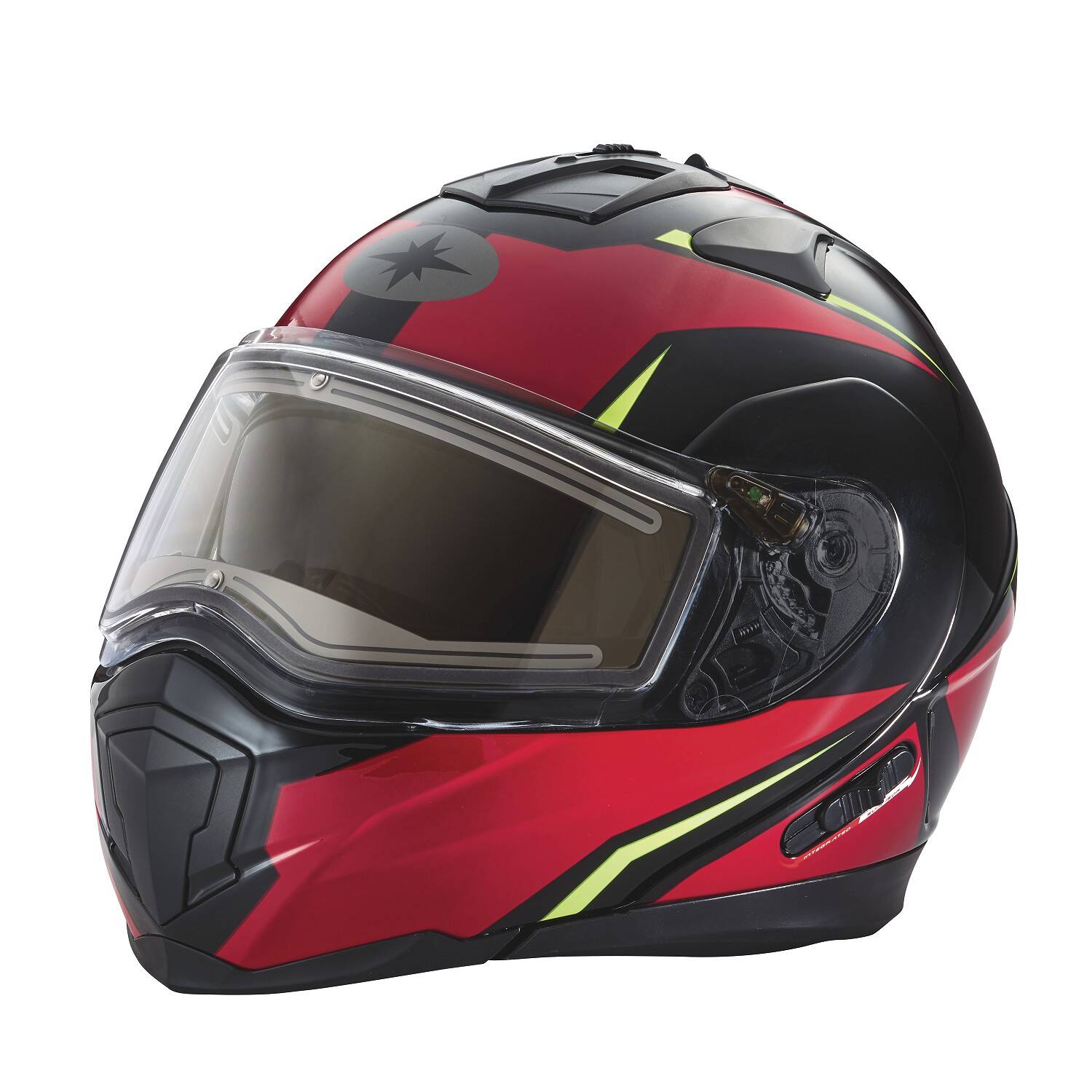 Modular 2.0 Adult Helmet with Electric Shield, Red/Lime