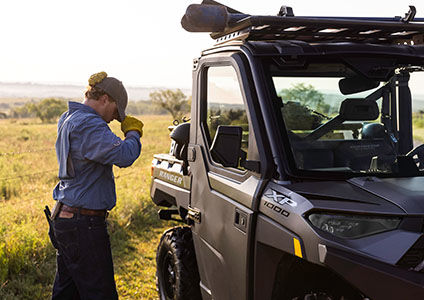 ROPS-mounted mirrors on a Ranger 1000