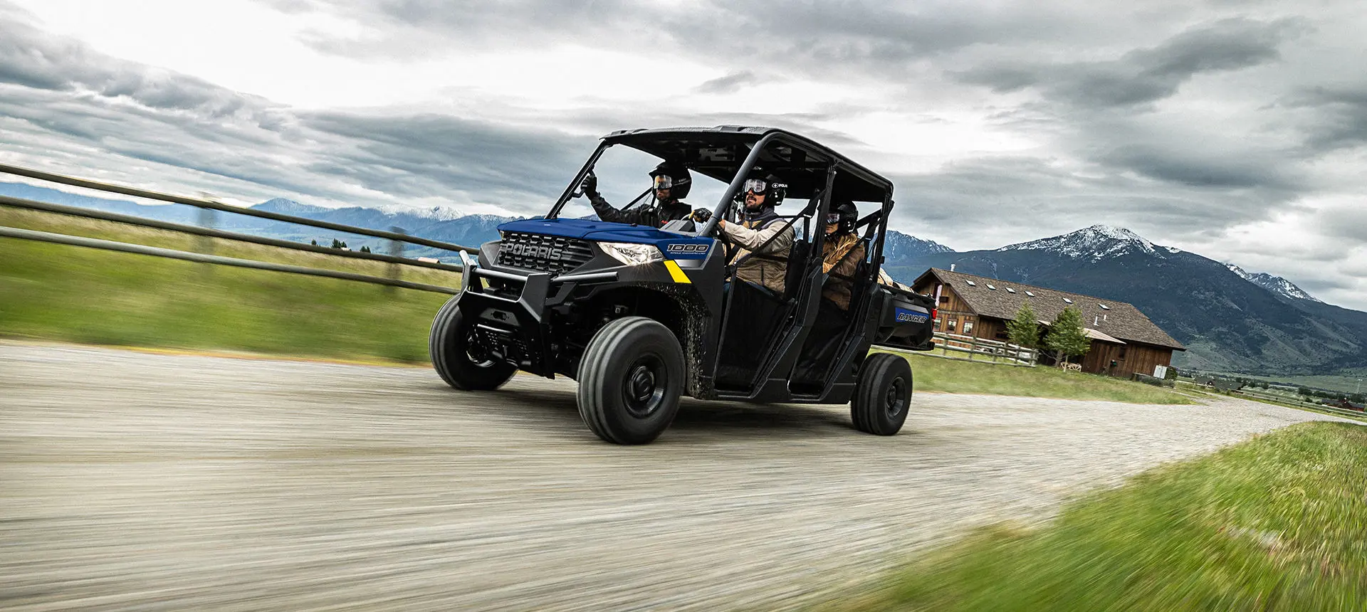 Ranger Crew 1000 racing on a trail