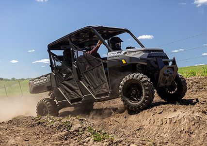 Side view of the Ranger Crew XP 1000 featuring full-body skid plate