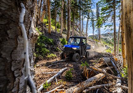 Ranger SP 570 driving on a trail 