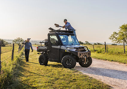 Side view of Ranger XP 1000 featuring Rhino-Rack Storage