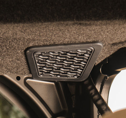 Immersive JBL Trail Pro 4200 audio system inside a 2026 Polaris RANGER CREW XD 1500 NorthStar Texas Edition extreme duty UTV.