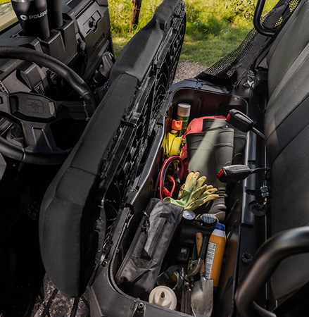 Easy-to-access interior storage in a 2027 Polaris RANGER 600 UTV.