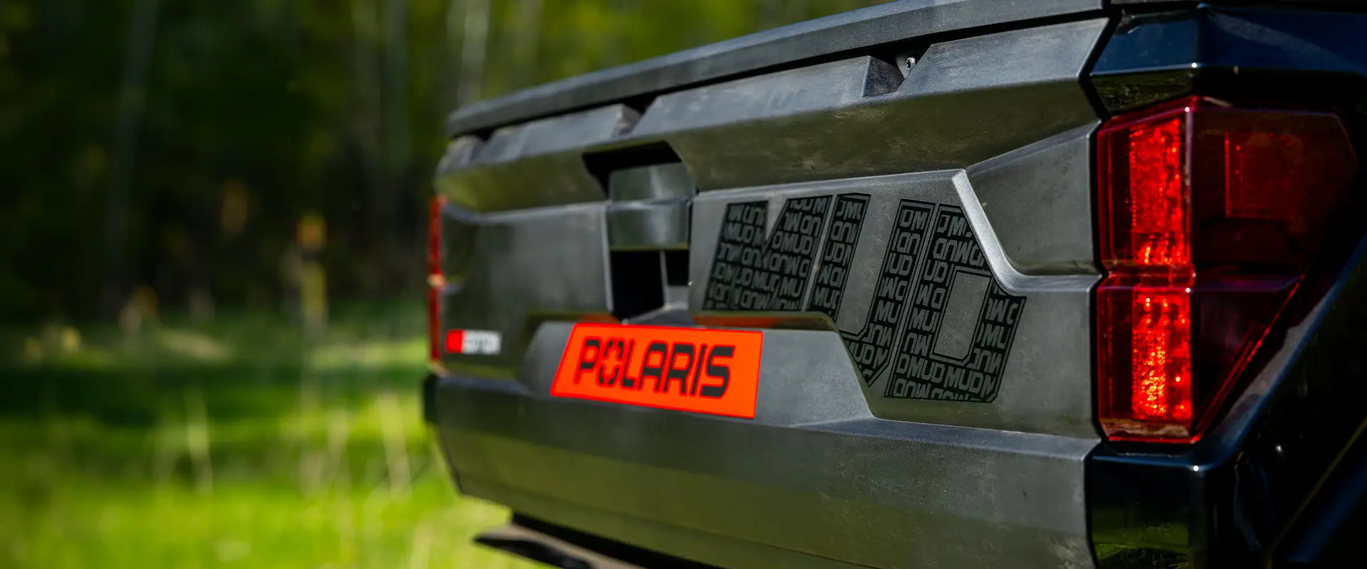 Tailgate branding on a 2027 Polaris RANGER XP 1000 Mud Edition UTV.