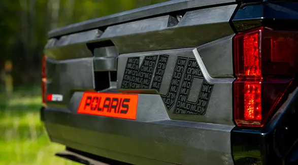 Tailgate branding on a 2027 Polaris RANGER XP 1000 Mud Edition UTV.