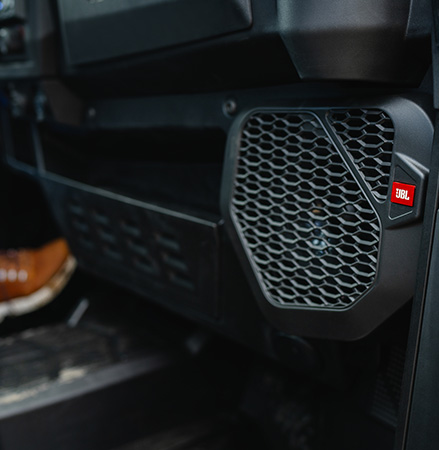 JBL Trail Pro 2000 audio speakers inside a 2027 Polaris RANGER CREW XP 1000 NorthStar Texas Edition UTV.