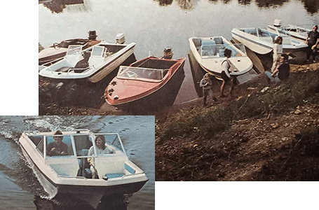 Collage of boat pics from the '70s