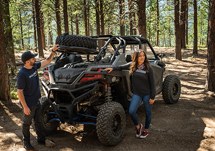 Polaris RZR Pro XP with a spare tire carrier installed