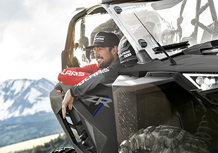 Polaris RZR Pro XP with a full vented glass windshield