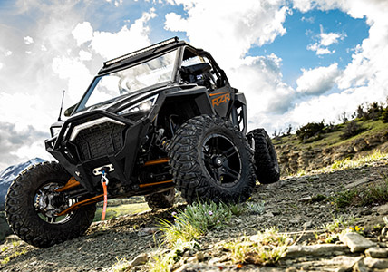 Polaris RZR Pro XP with a 4,500 lb winch installed