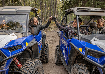 2 Polaris RZR Trail S with aluminum and poly sport roofs installed