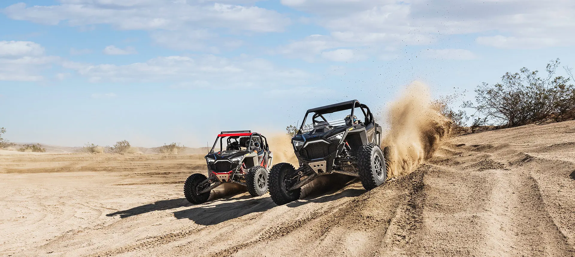 RZR turbo r and pro r racing in the desert