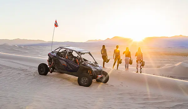 people staring into the sunset near their rzr pro r 4 side by side