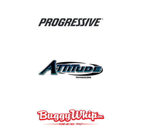Logos of Progressive, Attitude Toyhaulers and Buggy Whip Inc.