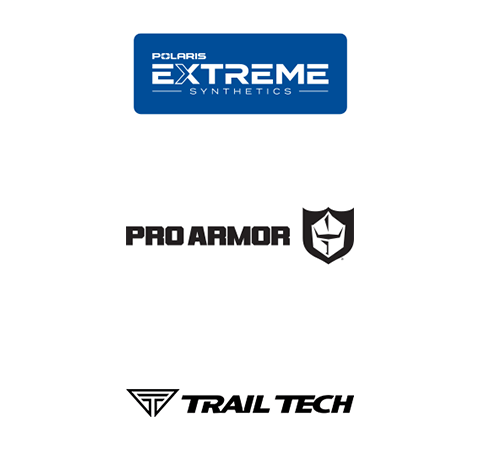 logos of Polaris Extreme Synthetics, Pro Armor, and TrailTech
