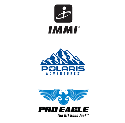 logos of IMMI, Polaris Adventures, and Pro Eagle