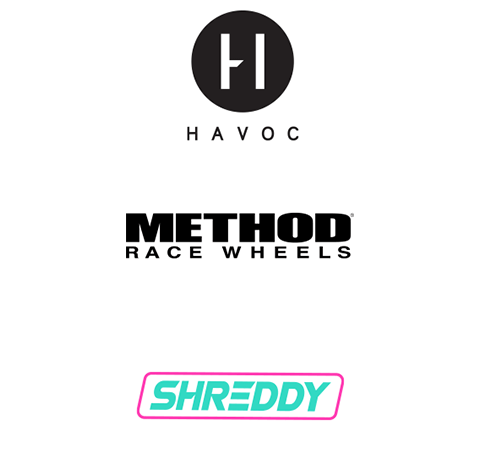 logos of Havoc, MRW Method Race Wheel solo, and Shreddy box