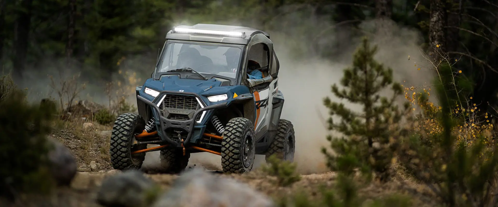 polaris rzr trail s side by side speeding on a trail