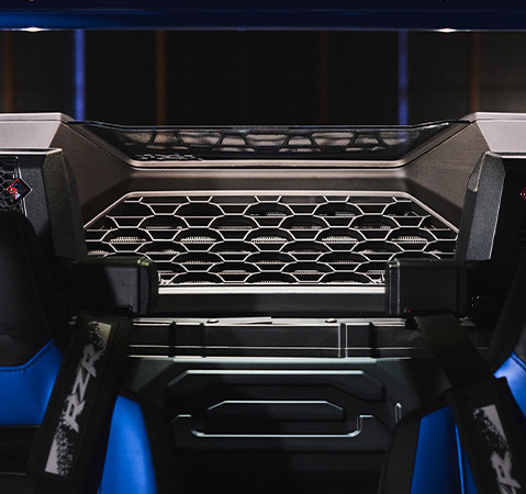 New rear-mounted high-temp radiator on a 2027 Polaris RZR Pro R Boost side-by-side.