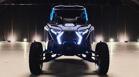 Front end view of a 2027 Polaris RZR Pro R Boost side-by-side.