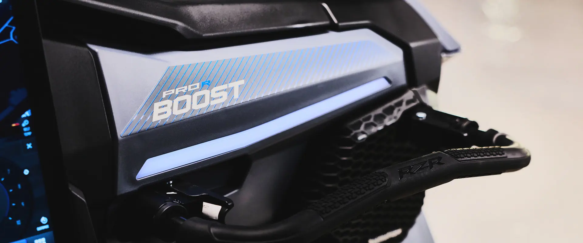 Passenger handle in a 2027 Polaris RZR Pro R Boost side-by-side.
