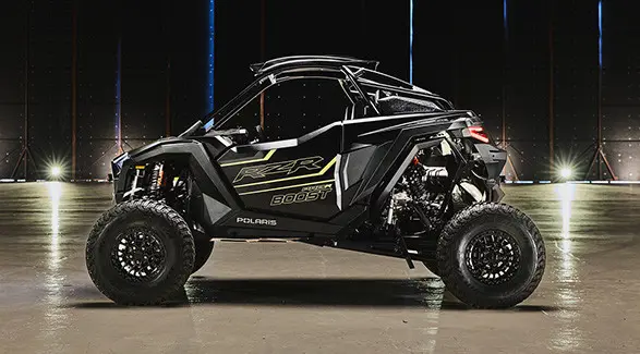 Side profile showcasing the strong stance of the 2027 Polaris RZR Pro R Boost Ultra side-by-side.