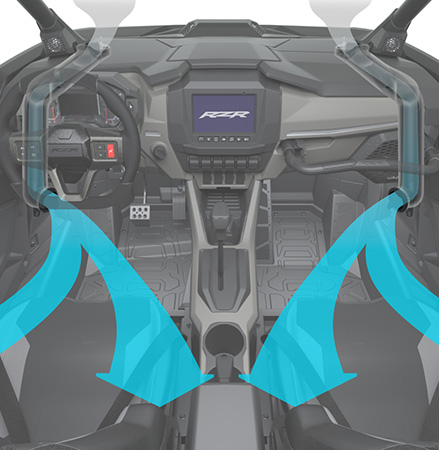 Fresh cabin air intakes on a 2027 Polaris RZR Pro R side-by-side.