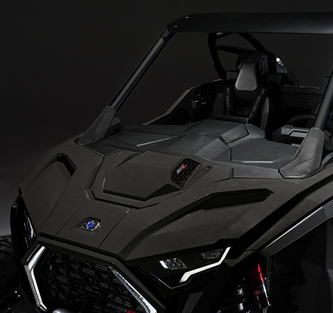 Dual hood scoops on a 2027 Polaris RZR Pro R side-by-side.