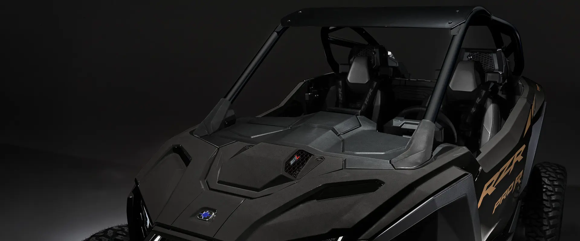 Aerial view of the hood on a 2027 Polaris RZR Pro R side-by-side.