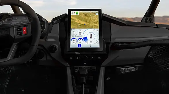 Touchscreen in a 2027 Polaris RZR Pro R side-by-side.