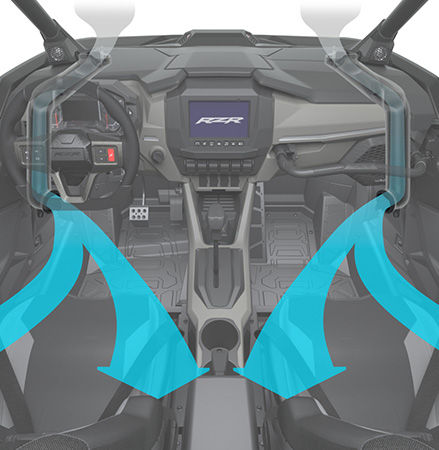 Fresh cabin air intakes on a 2027 Polaris RZR Pro XP side-by-side.