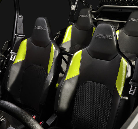 Interior seating in a 2027 Polaris RZR XP S 4 side-by-side.