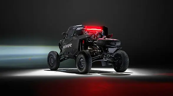 Rear View of a Polaris RZR Pro R Factory Edition.