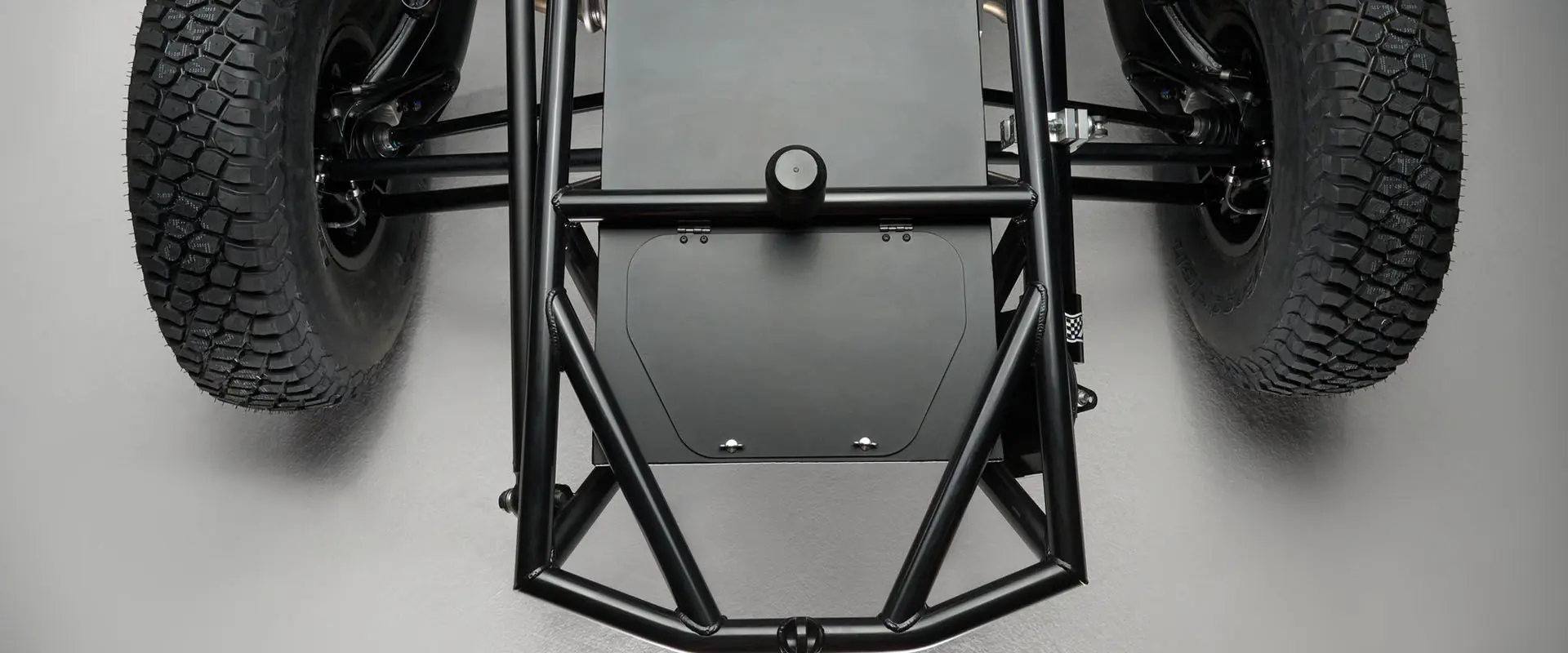 Top view of the spare tire mounting area on the Polaris RZR Pro R Factory Edition Side-by-Side.