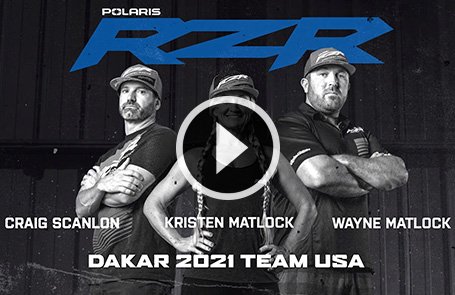 L’équipe Polaris RZR Factory Racing Dakar, composée de Wayne Matlock, Kristen Matlock et Craig Scanlon.